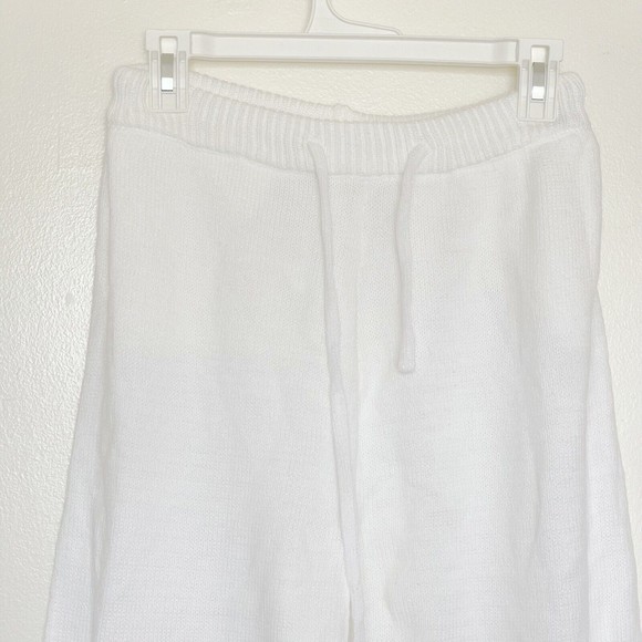 Womens White Knit High Rise Pants Drawstring Ribbed Size XL Sweatpants Jogger - Picture 5 of 13